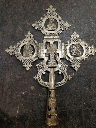 Handmade Brass Processional Cross Crucifix Fr African Missionary Antique 25 " X 20