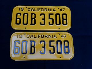 1947 48 49 50 California License Plates Pair Dmv Clear Yom 60b 3 508