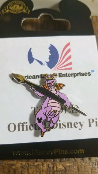 Disney Pin Hidden Mickey Wave B 2019 " Figment With Paint Brush " Traded On Card