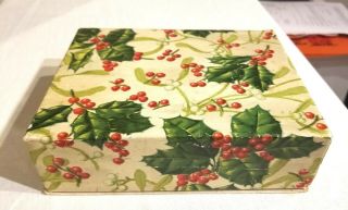 Early 1900s Holly And Berry,  With Mistletoe.  Gift Box.  Before Wrapping Paper