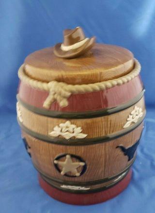 Happy Trails Western Cowboy Sonoma Canister Cookie Jar 9 " Tall 6 "