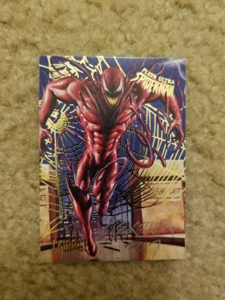 2017 Fleer Ultra Spider - Man Gold Web Foil Autograph Carnage,  Texeira 43/49