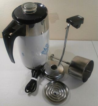 Vintage Corning Ware 10 Cup Electric Coffee Pot E - 1210 Blue Cornflower