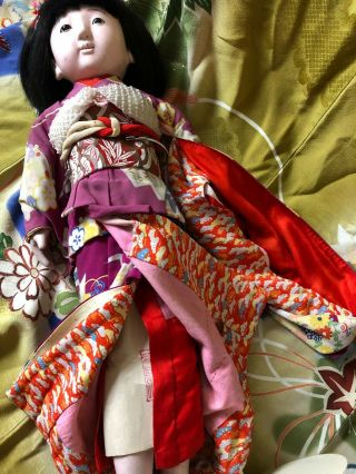 Vintage Japanese ichimatsu doll 24 inches rea kimono from japan 5
