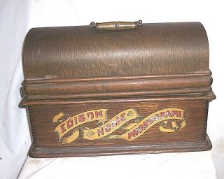 Edison Home Phonograph Model A Longbox With Red Banner Decal