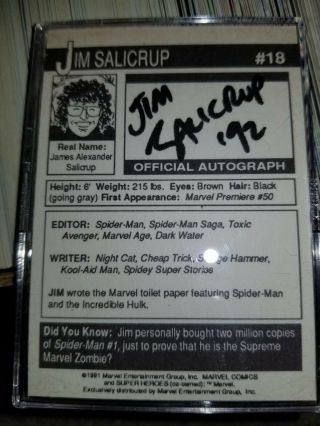Marvel Universe Series 2 1991 Rare Autograph Editor Card Jim Salicrup 2