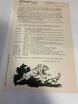 Opar Press 1968 Frank Frazetta At The Earths Core Edgar Rice Burroughs Full Set 3