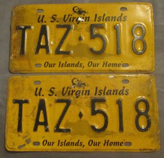 Matched Set St Thomas - Us Virgin Islands 1999 Expired License Plates - Taz 518