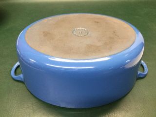 Vintage Le Creuset Cast Iron Enamel Oval Dutch Oven Roaster Blue 9.  5 Qrt 6