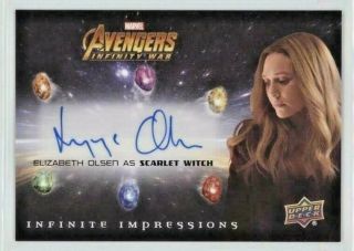 2018 Upper Deck Marvel Avengers Infinity War Elizabeth Olsen Auto Scarlet Witch