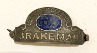 Vintage York Central System Brakeman Hat Badge Emblem Nycrr