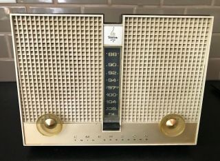 Vtg Emerson Tube Radio Model G - 1707 Am/fm - Wedge Shape W/dual Speakers -