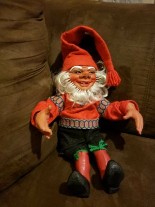 Old Norwegian Arne Hasle Santa Tomte Gnome Elf Haslenissen.  No Latex 14 " Wall Ar