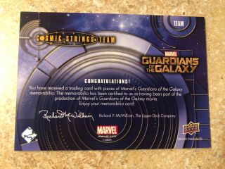 2014 Upper Deck Guardians Of The Galaxy Cosmic Strings Team Quad Costume Relic 2