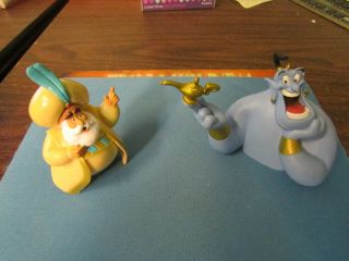 Vintage Disney Aladdin Characters Sultan & Genie Plastic Pvc Ornaments