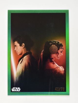 2019 Topps Chrome Star Wars Green Poster Card Pc - 13 Attack Of The Clones /50
