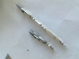 2 Georgian Rare Technical Drawing Instruments In Sterling Silver Un - Seen Before