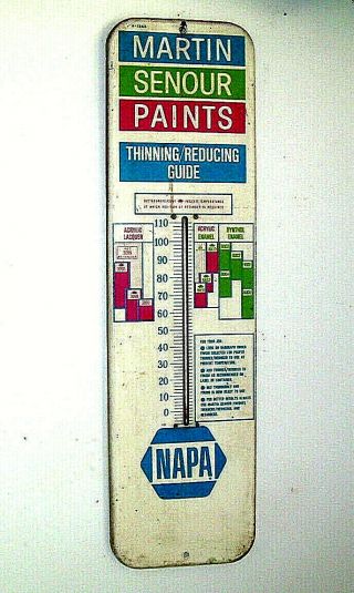 Vintage Thermometer " Martin Senour Paints " Napa - Found In An Old Truck Or Car R