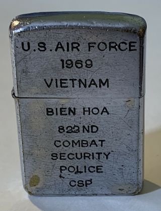 1969 Vietnam Zippo Us Air Force Bien Hoa 822nd Combat Security Police Rare