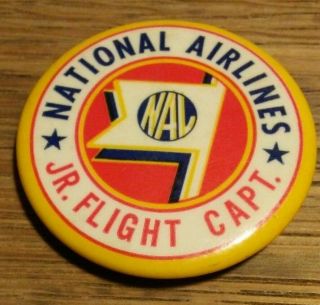 Vintage National Airline Jr Flight Captain Button Pin Pinback