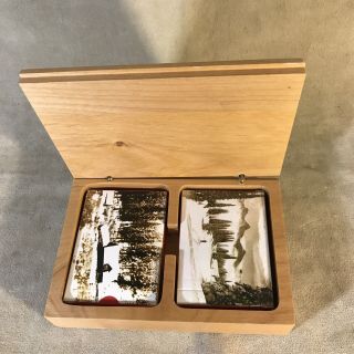 2 Decks Of Eddie Bayer Playing Cards In Wood Box