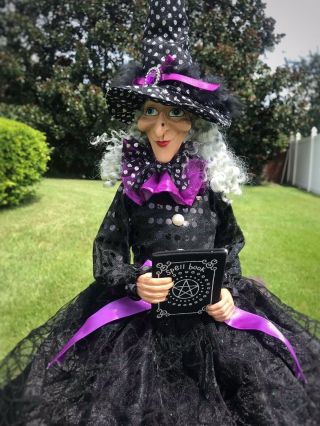 Halloween Witch Shelf Sitter Doll Mantel Fall Home Decor Spell Book 32 " Tall