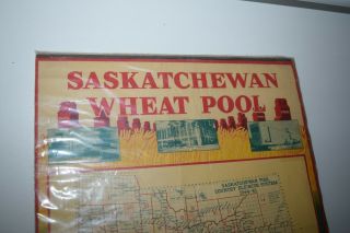 Antique 1944 SASKATCHEWAN WHEAT POOL elevator map calendar ww2 grain farm 2