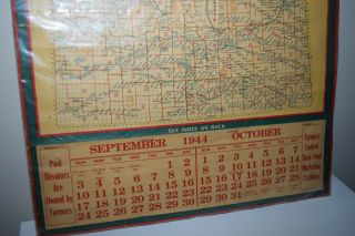 Antique 1944 SASKATCHEWAN WHEAT POOL elevator map calendar ww2 grain farm 4