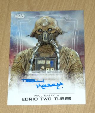 2016 Topps Star Wars Rogue One 1 Autograph Paul Kasey As Edrio Two Tubes