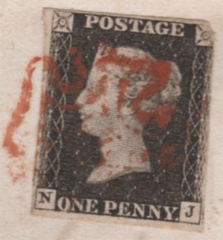 1840 QV COVER WITH A 1d PENNY BLACK STAMP PL 8 LEICESTER SKELETON PMK Cat £1000 2