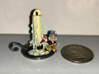 Rare Disney Miniature Jiminy Cricket With Badge On Candlestick Cj