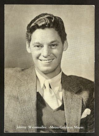 Rare Vintage Johnny Weissmuller Postcard Mgm Promotion Photo Card