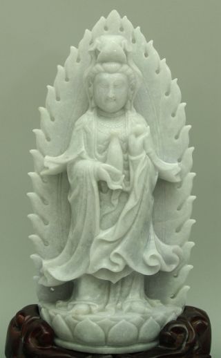 Cert ' d Untreated Green jadeite Jade Statue Sculpture bodhisattva 菩萨 q70872Q6H 11