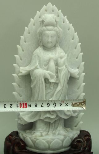 Cert ' d Untreated Green jadeite Jade Statue Sculpture bodhisattva 菩萨 q70872Q6H 3
