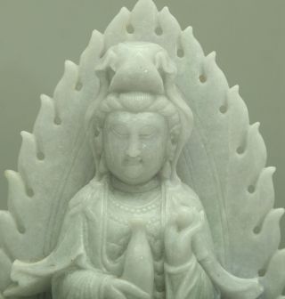 Cert ' d Untreated Green jadeite Jade Statue Sculpture bodhisattva 菩萨 q70872Q6H 4