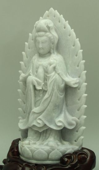 Cert ' d Untreated Green jadeite Jade Statue Sculpture bodhisattva 菩萨 q70872Q6H 8