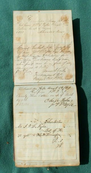 1856 - 1877 RECEIPT BOOK J W L TYLEE CHARLESTON SC CSA WASHINGTON ARTILLERY 5