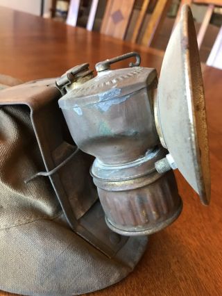 Vintage Justrite Carbide Lamp Miner’s Headlamp Coal Mining Light with Hat / Cap 7