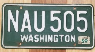 Old Washington State License Plate 1958,  1959,  1960,  1961,  1962
