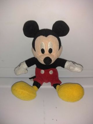 Disney Classic Vintage Mickey Mouse Plushie Stuffed Animal Toy 8 " Red Black