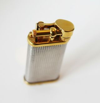 DUNHILL UNIQUE LIGHTER - SILVER PLATED HOBNAIL WITH GOLD PLATED TRIM 3