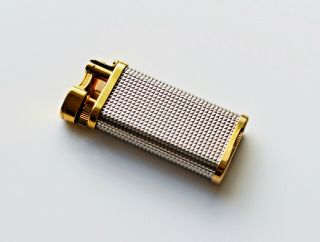 DUNHILL UNIQUE LIGHTER - SILVER PLATED HOBNAIL WITH GOLD PLATED TRIM 5