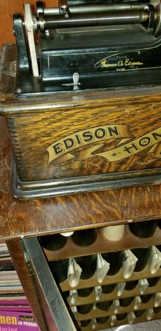 EDISON HOME CYLINDER PHONOGRAPH MODEL B.  1905 - 1907 / Cabnet / 100,  cylinders 5