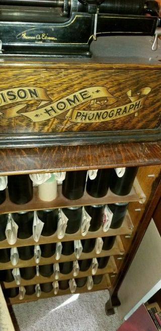 EDISON HOME CYLINDER PHONOGRAPH MODEL B.  1905 - 1907 / Cabnet / 100,  cylinders 6