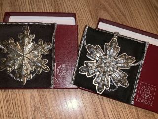 Sterling Silver Gorham Christmas Snowflakes With Velvet And Boxes 1973&74 46g