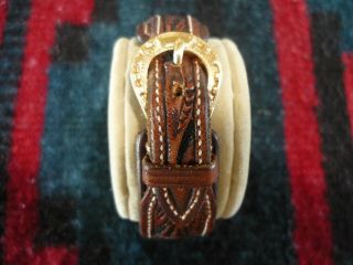 Michel Jordi / Bohlin Tooled Leather and Gold Band  LOWERED 