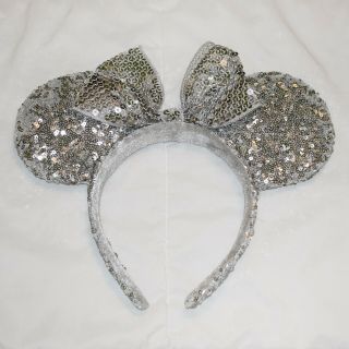 Walt Disney World Minnie Mouse Ears Silver Sequin Official Disney Parks
