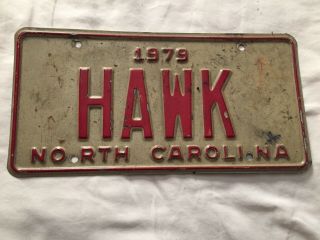 1979 North Carolina License Plate Classic Vintage Nc Automobile Plate Hawk