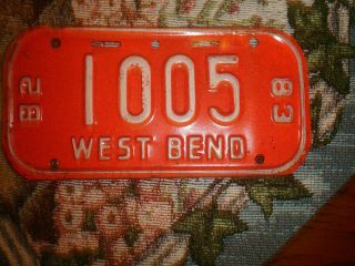 West Bend,  Wi Bicycle License Plates