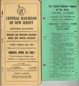 Central Railroad Of Jersey Central Div.  Ett W.  General Orders 160 Apr 1961